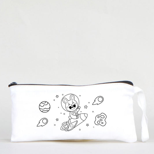 Boyanabilir Bez Kalemlik - Gezegenler ve Sevimli Tavşan - istecanta.com