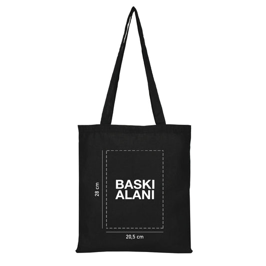 Siyah Ham Bez Çanta Baskılı