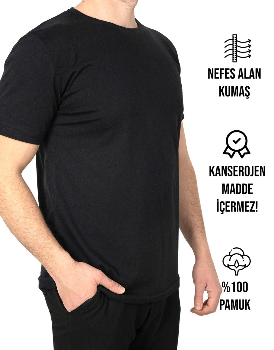 Basic T-shirt Siyah - Baskılı (Özelleştirilebilir) - istecanta.com