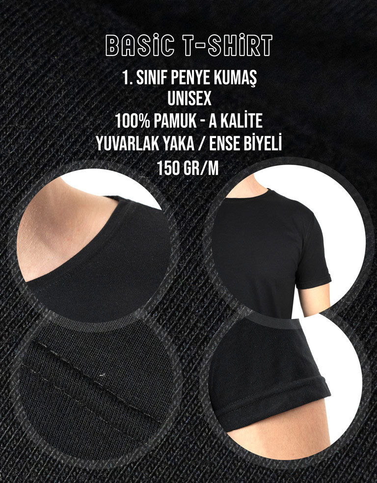 Basic T-shirt Siyah - Baskılı (Özelleştirilebilir) - istecanta.com