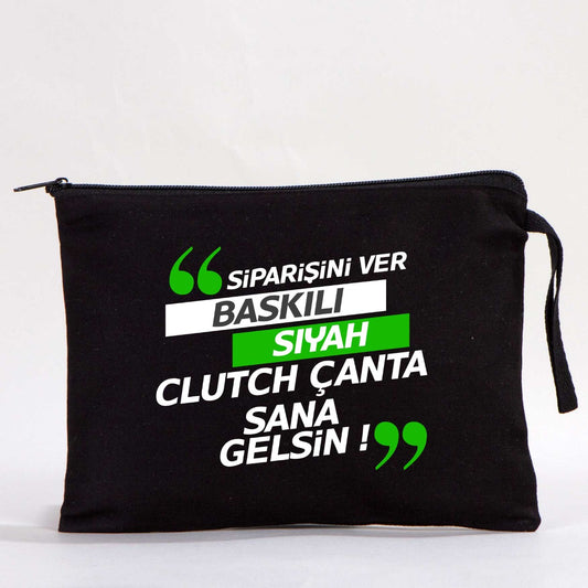 Clutch Astarsız Çanta - Siyah 25x18 cm (Özelleştirilebilir) - istecanta.com
