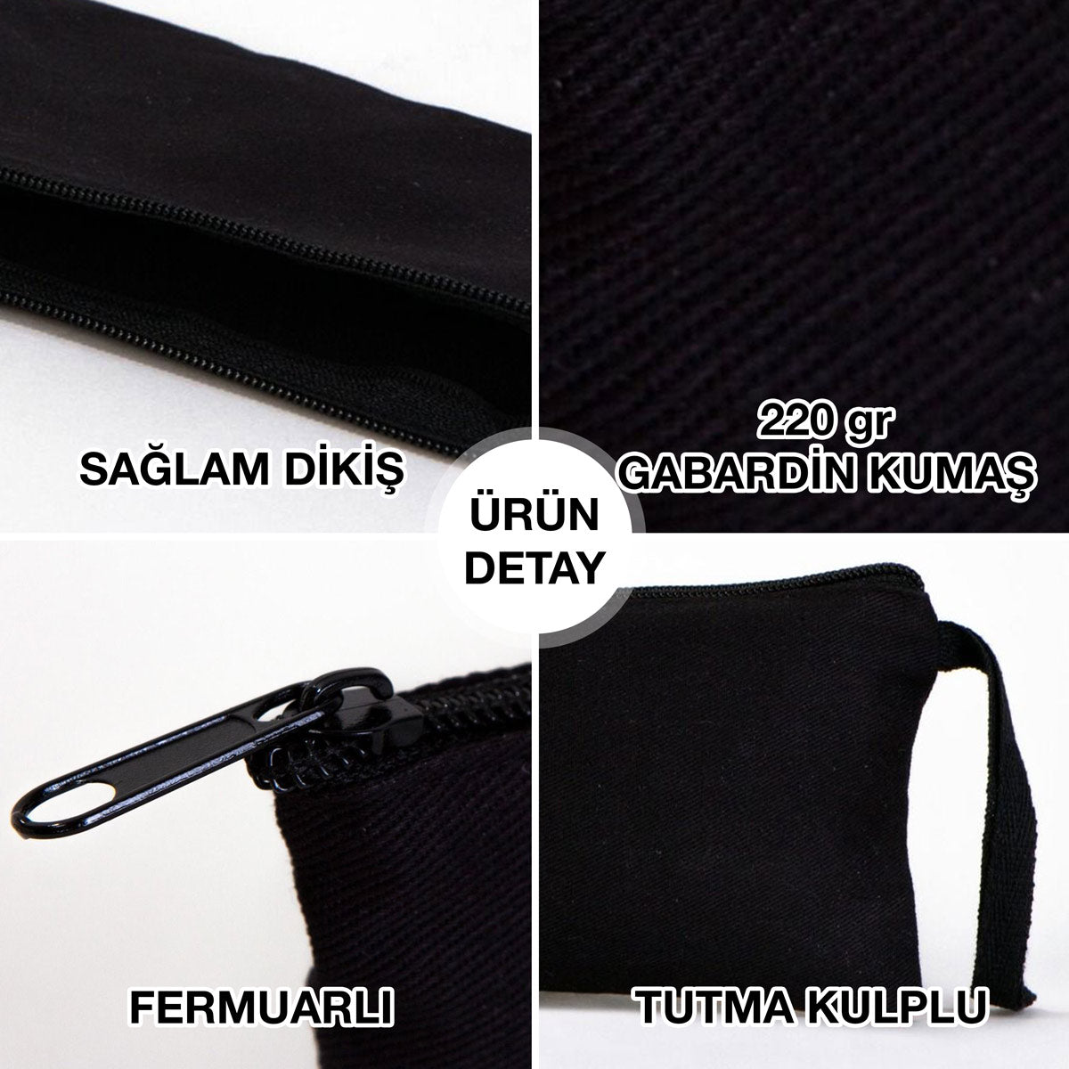 Bez Kalemlik ve Makyaj Çantası - Siyah 21x10 cm (Özelleştirilebilir) - istecanta.com