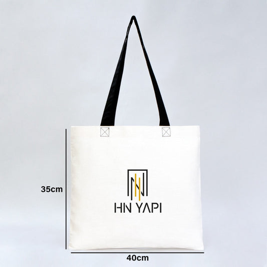 Gabardin Bez Çanta Siyah Kulp 40x35cm (Özelleştirilebilir) - istecanta.com