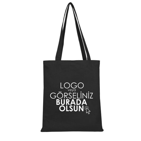 Siyah Kanvas Bez Çanta 35x40 cm (Özelleştirilebilir) - istecanta.com