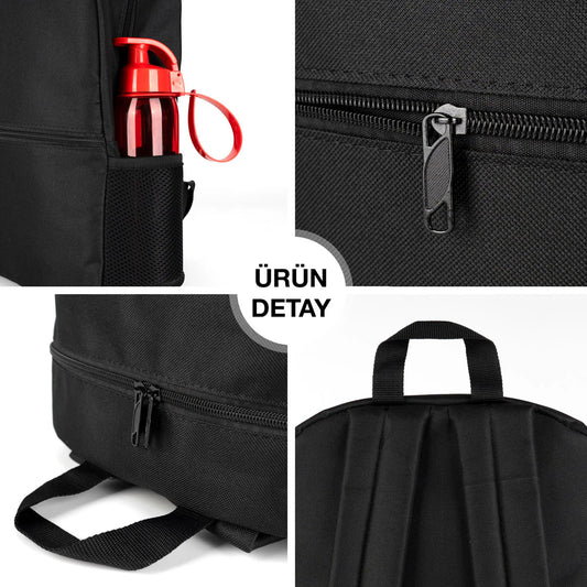 Okul Öğrenci Çanta Seti Sırt Çantası Beslenme Çantası Kalemlik Siyah