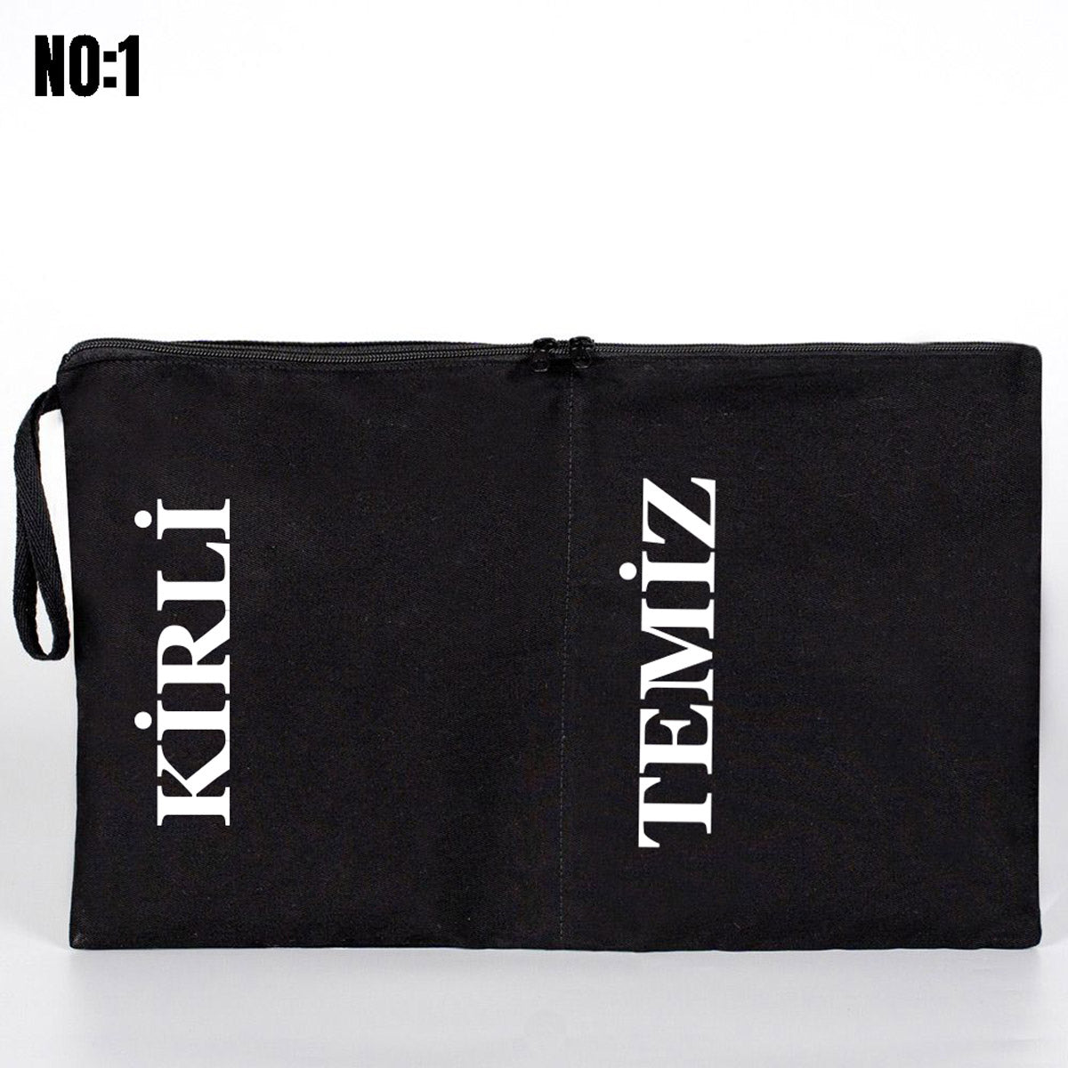 Kirli - Temiz Fermuarlı Seyahat Torbası, Siyah, 45x27 cm, Düzenleyici Torba, Çamaşır Çantası ( Özelleştirilebilir ) - istecanta.com