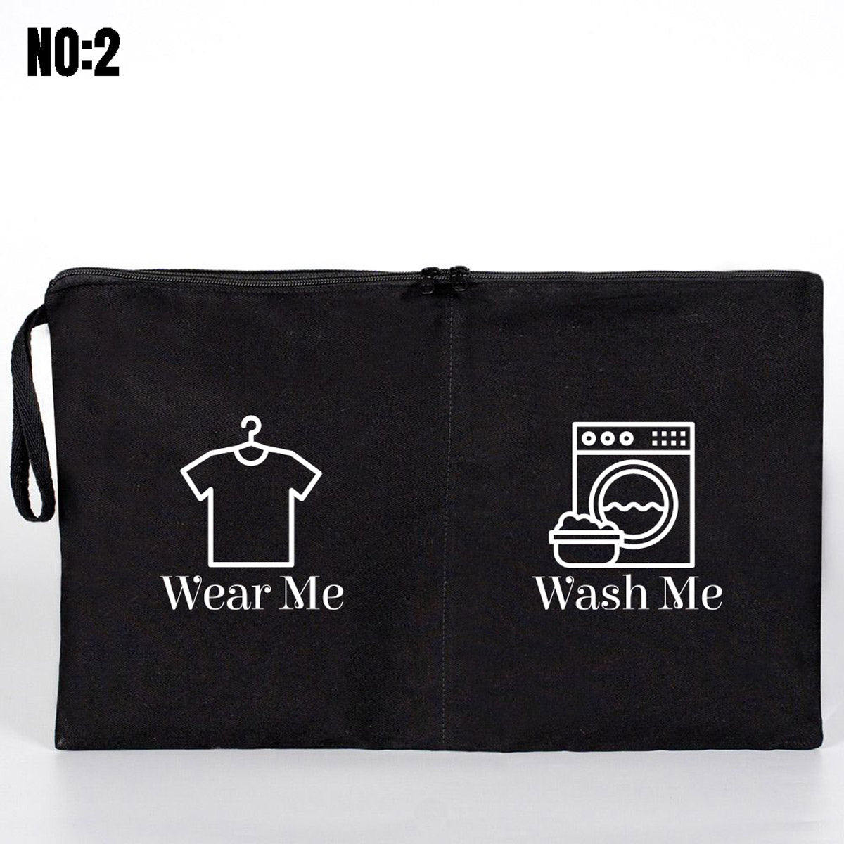 Kirli - Temiz Fermuarlı Seyahat Torbası, Siyah, 45x27 cm, Düzenleyici Torba, Çamaşır Çantası ( Özelleştirilebilir ) - istecanta.com