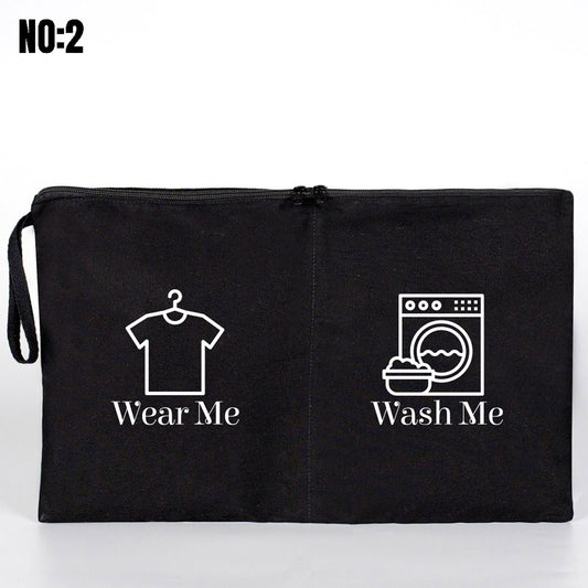 Kirli - Temiz Fermuarlı Seyahat Torbası, Siyah, 45x27 cm, Düzenleyici Torba, Çamaşır Çantası ( Özelleştirilebilir ) - istecanta.com