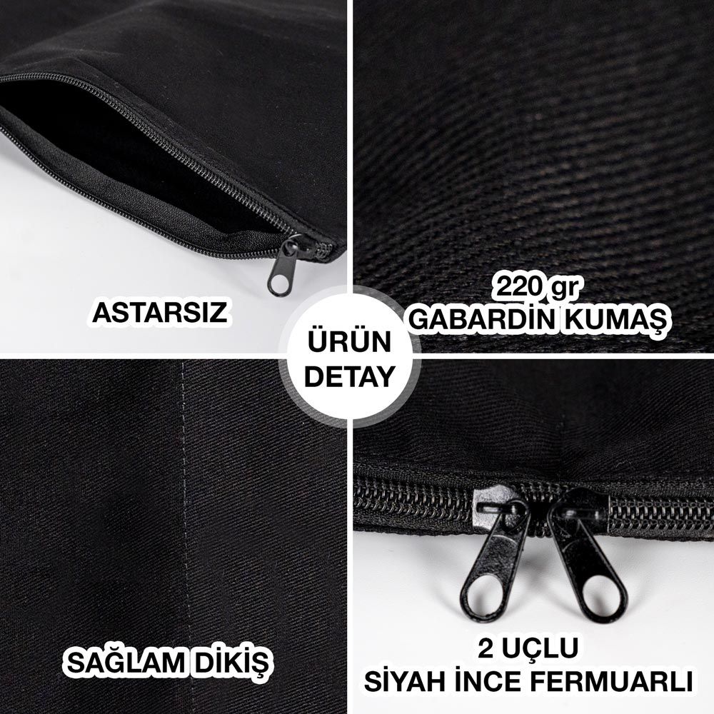 Kirli - Temiz Fermuarlı Seyahat Torbası, Siyah, 45x27 cm, Düzenleyici Torba, Çamaşır Çantası ( Özelleştirilebilir ) - istecanta.com