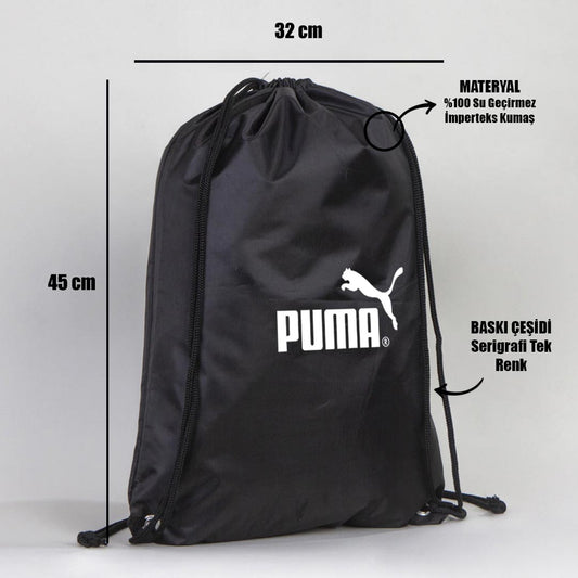 Siyah İmperteks Büzgülü Sırt Çanta - Ayakkabı Torbası - istecanta.com