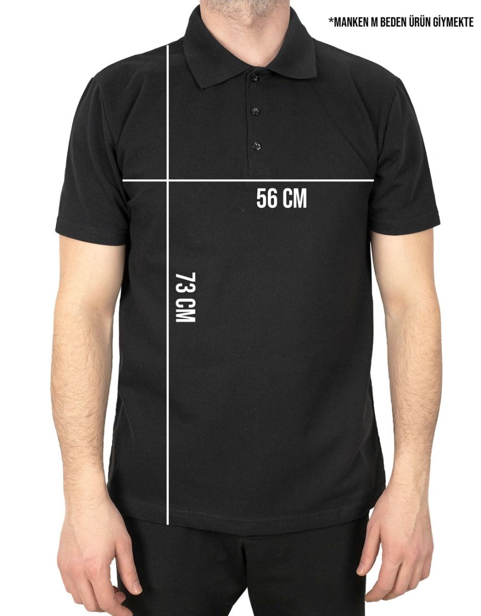 Polo Yaka Siyah Tişört - Dijital Baskılı - istecanta.com