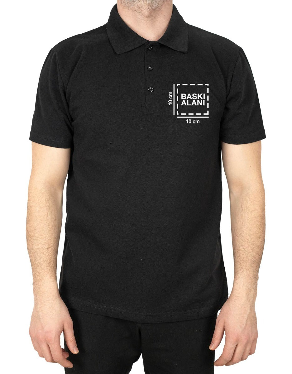 Polo Yaka Siyah Tişört - Dijital Baskılı - istecanta.com