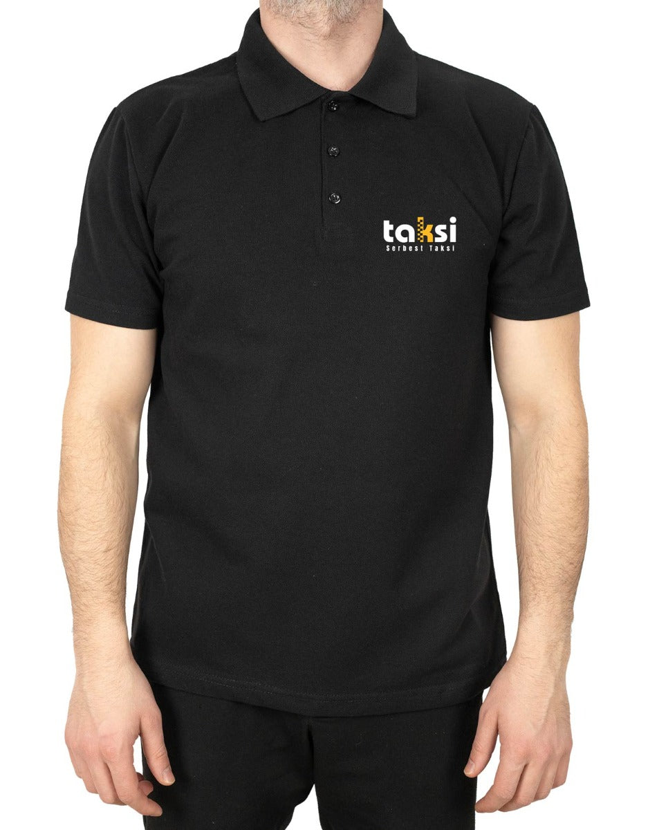 Polo Yaka Siyah Tişört - Dijital Baskılı - istecanta.com
