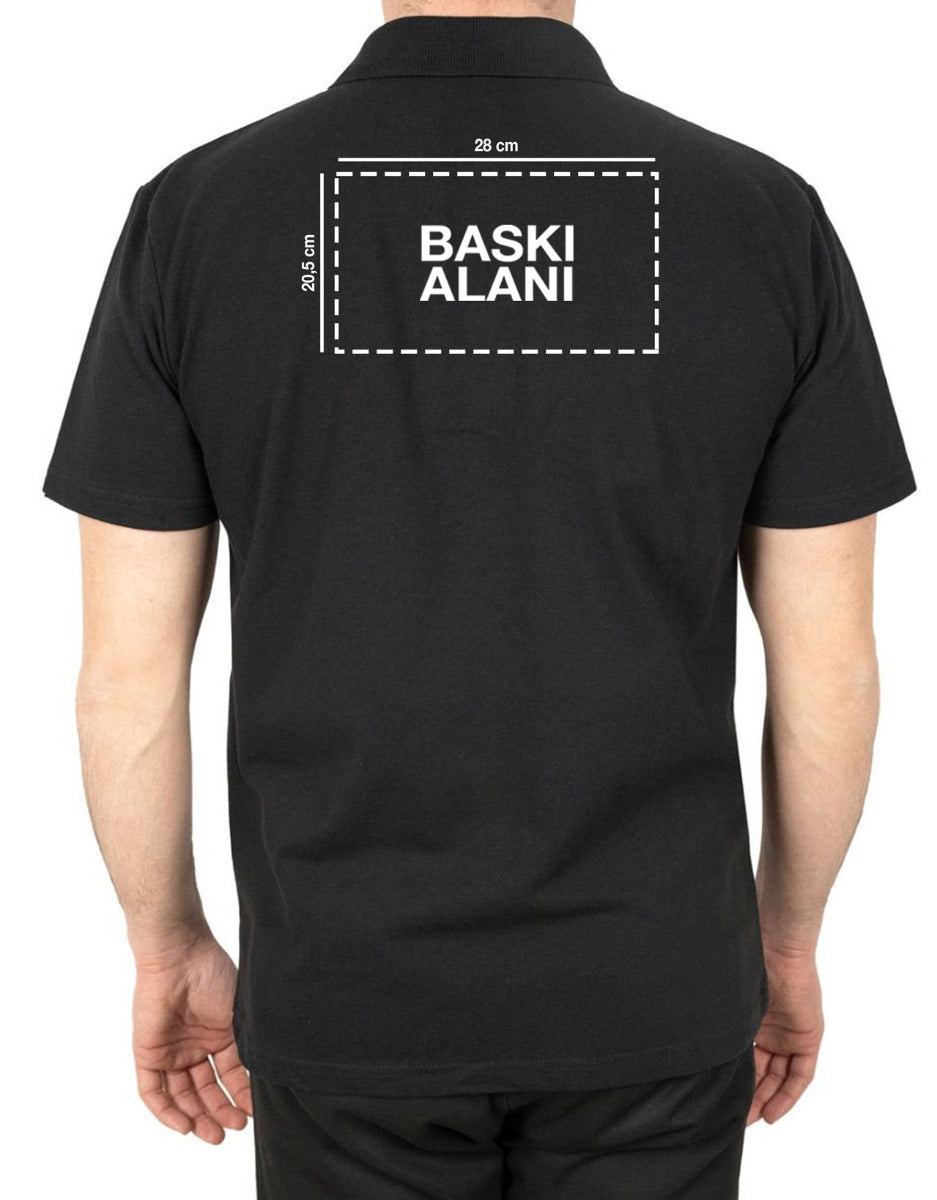 Polo Yaka Siyah Tişört - Dijital Baskılı - istecanta.com