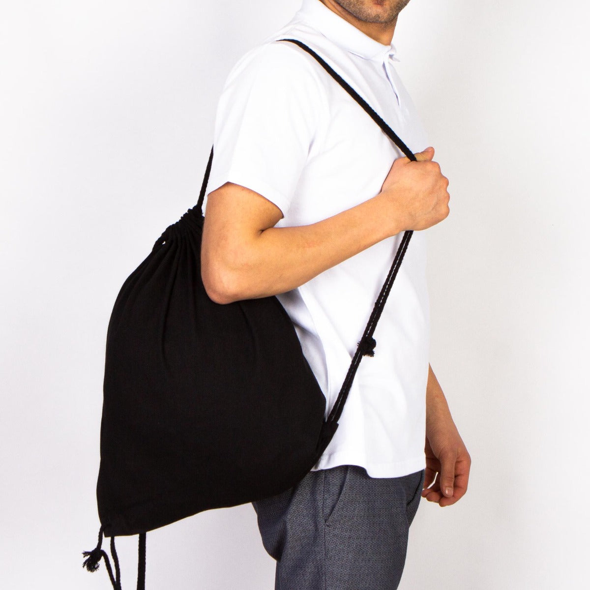 Ham Bez Siyah Bez Sırt Çantası - 35x40 cm (Küçük Boy) - istecanta.com