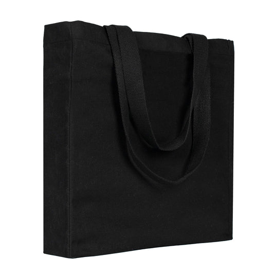 Tam Körüklü Siyah Kanvas Çanta - 35x40x10 cm - Örgü Kulp - istecanta.com