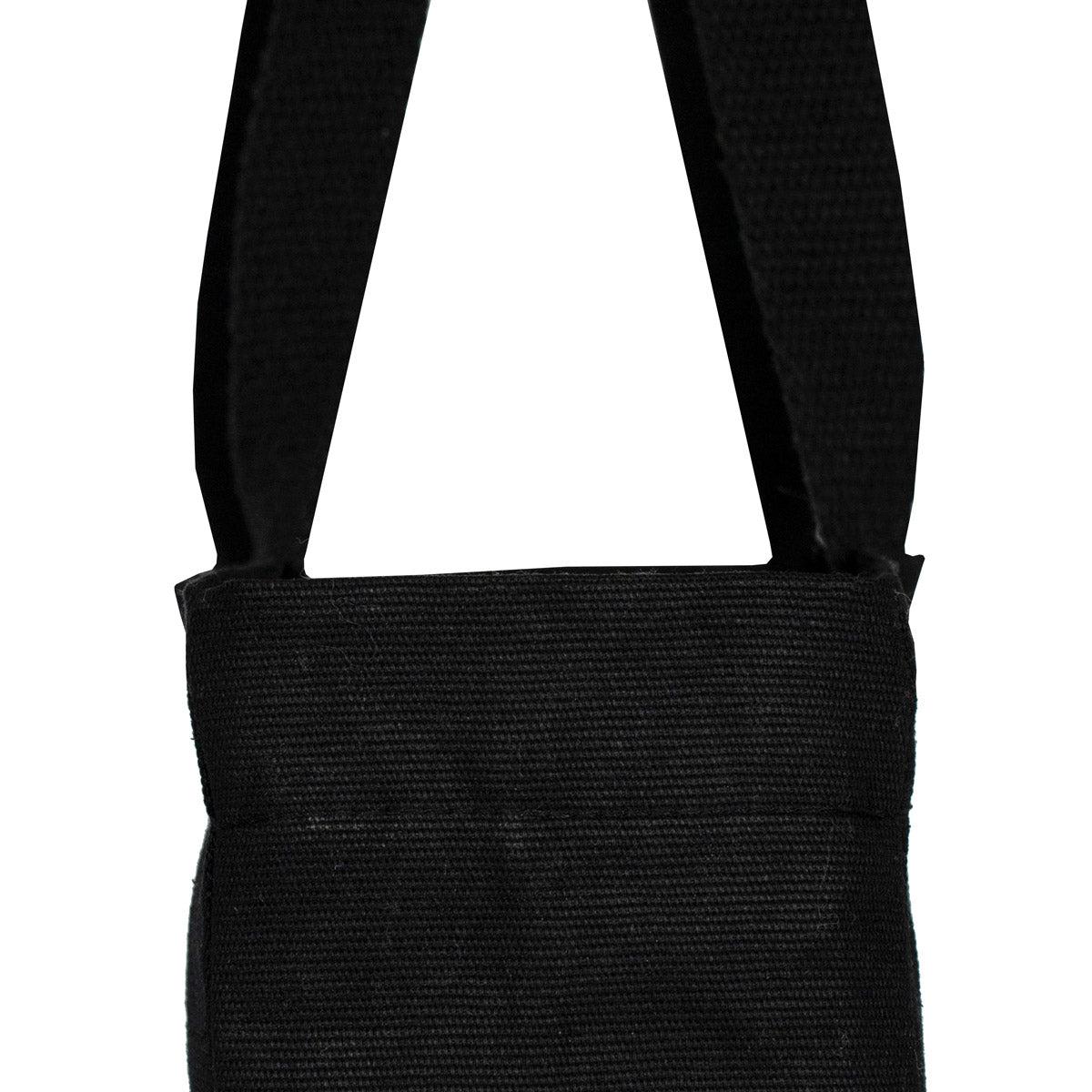 Kadınlar Günü Tam Körüklü Siyah Kanvas Çanta - 35x40x10 cm - Örgü Kulp (Özelleştirilebilir) - istecanta.com