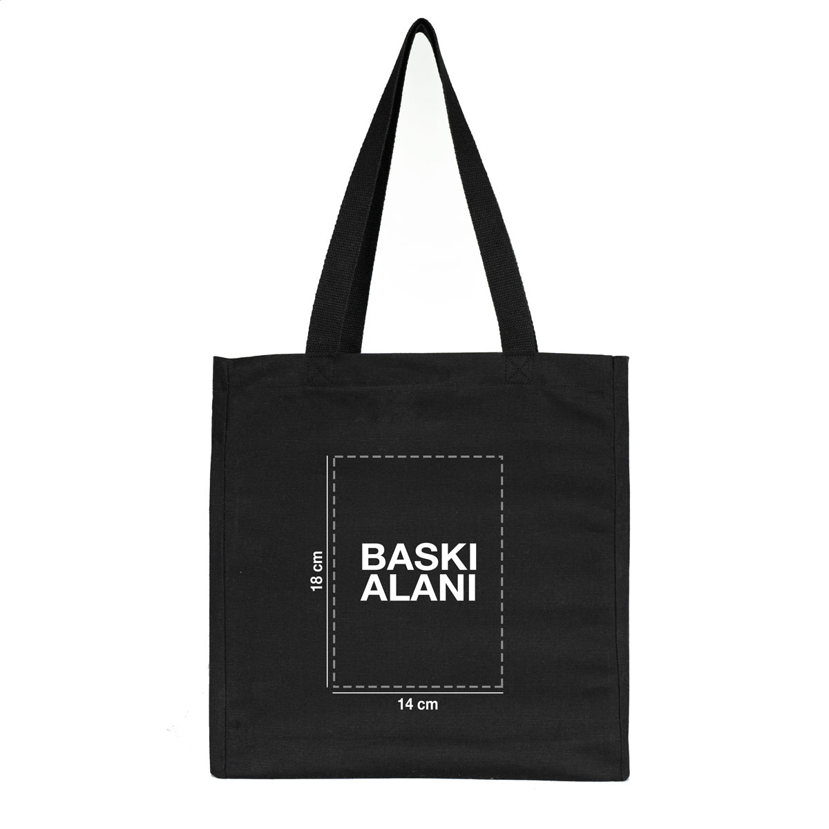 Kadınlar Günü Tam Körüklü Siyah Kanvas Çanta - 35x40x10 cm - Örgü Kulp (Özelleştirilebilir) - istecanta.com