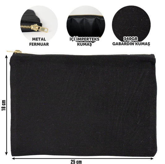 Prime Clutch - Metal Fermuar Çanta (25x18) Siyah