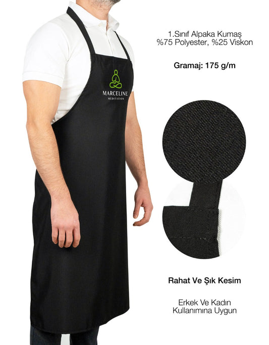 Baskılı Mutfak Önlüğü Modelleri - Siyah - istecanta.com