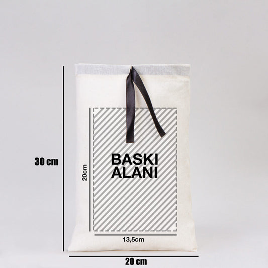 Bez Kese Siyah Kurdelalı - 20x30 cm (Özelleştirilebilir) - istecanta.com