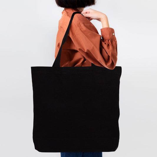 Siyah Kanvas Plaj Çantası - 48x41x10 cm - istecanta.com