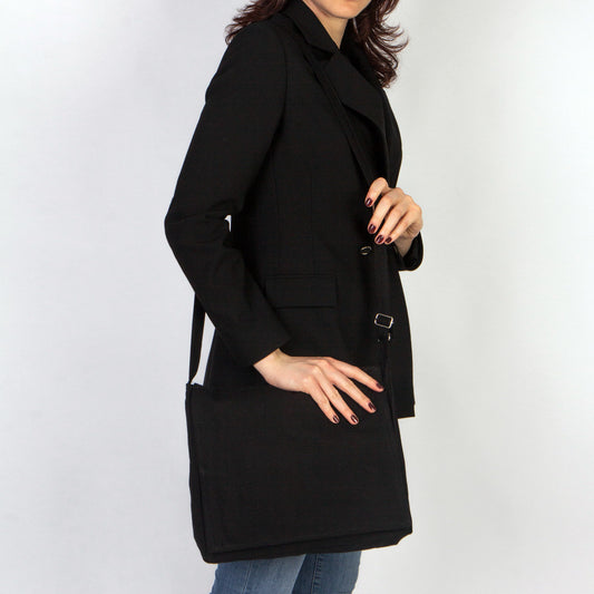 Siyah Kanvas Postacı Çantası 34x27x8cm - istecanta.com
