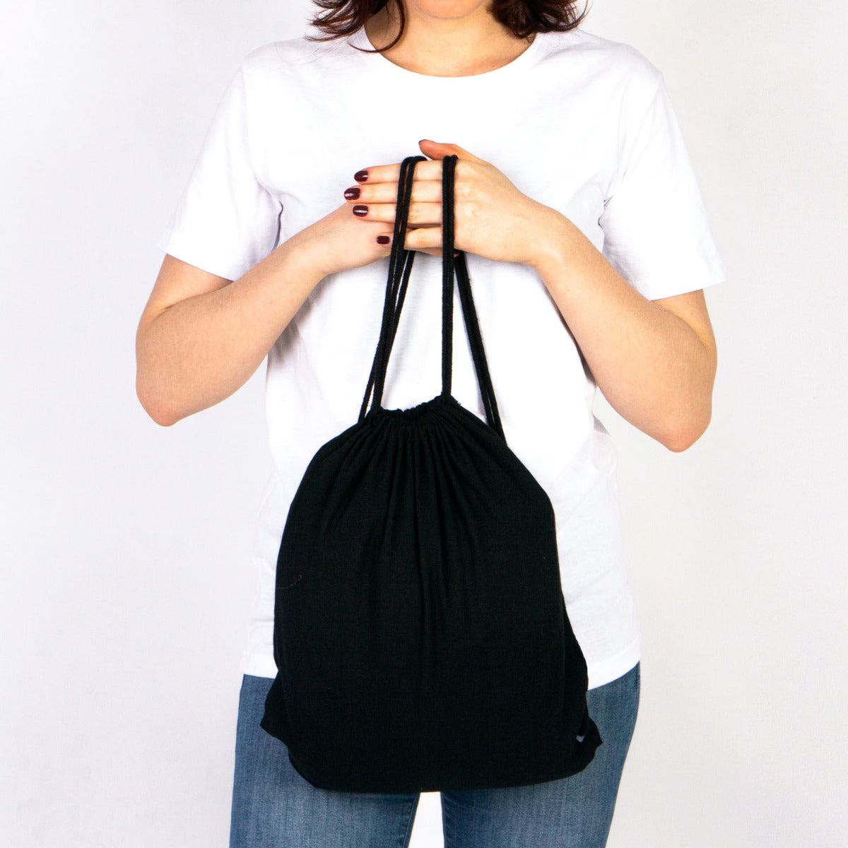 Ham Bez Siyah Bez Sırt Çantası - 35x40 cm (Küçük Boy) - istecanta.com