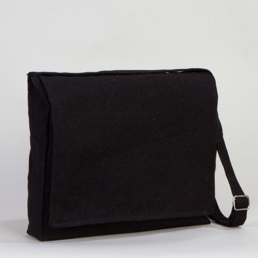 Siyah Kanvas Postacı Çantası 34x27x8cm - istecanta.com