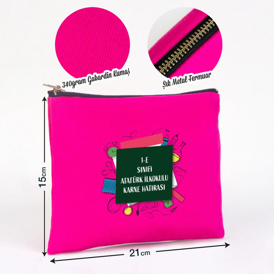 Karne Günü Star Clutch 21×15 Fuşya – Metal Fermuar (Özelleştirilebilir)