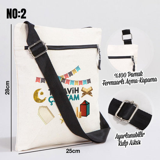 Teravih Çantam Baskılı Kanvas Fermuarlı Heybe Çanta (Özelleştirilebilir) - istecanta.com