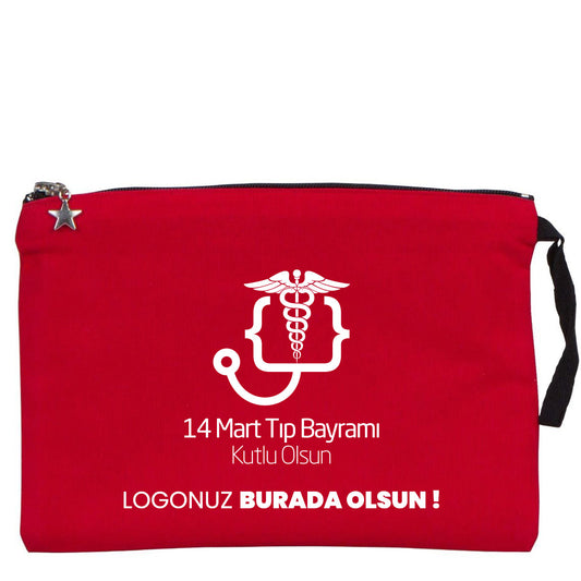 14 Mart Tıp Bayramı Hediyeleri - Clutch Çanta Kırmızı (25x18 cm) Astarlı - istecanta.com