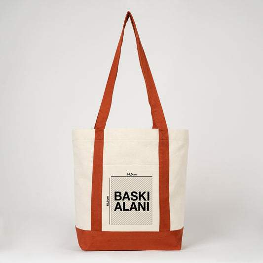 Yılbaşı Özel Trend Kanvas Çanta 40x35x12cm - Kiremit Renkli Kulp (Özelleştirilebilir)