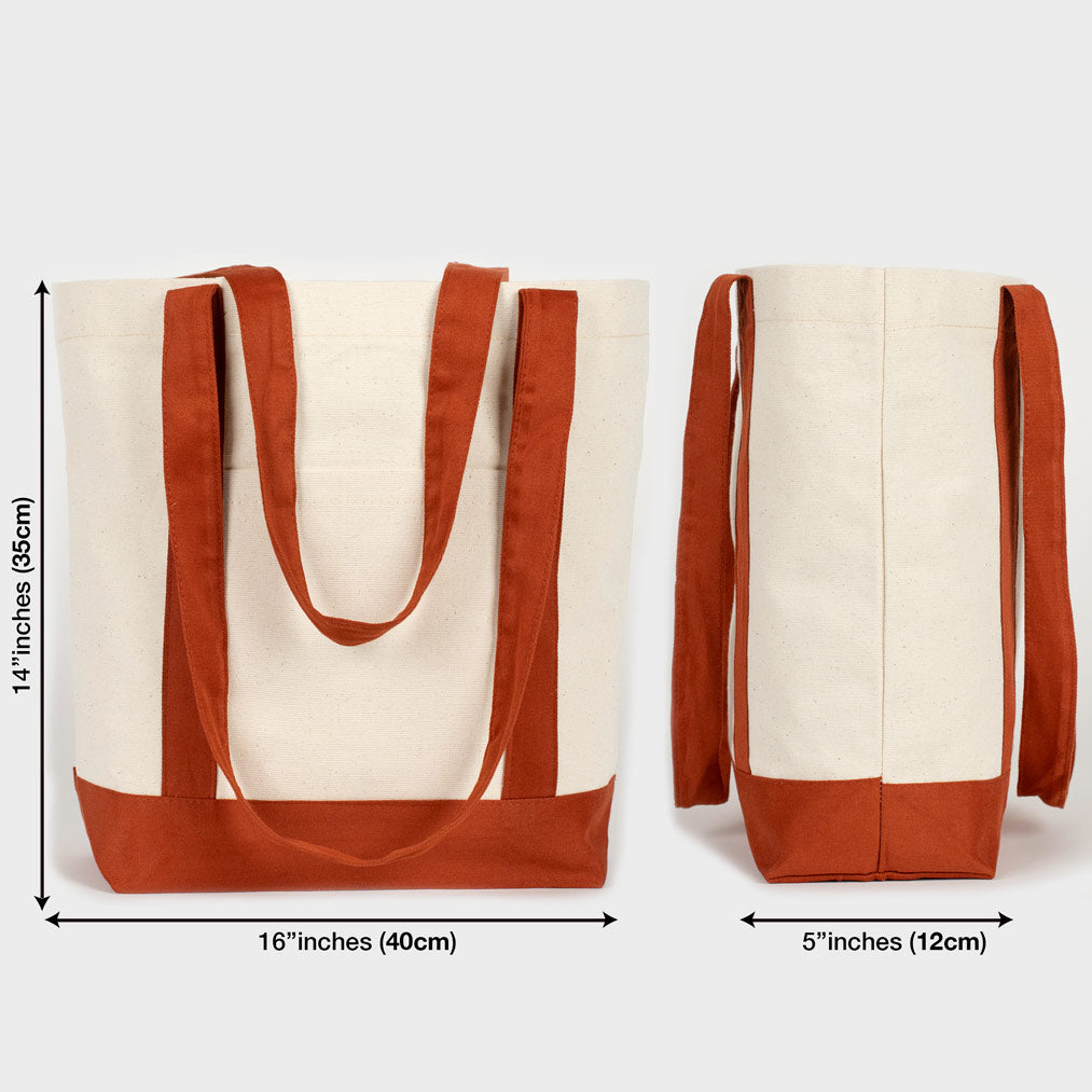 Trend Kanvas Çanta 40x35x12cm - Kiremit Renkli Kulp