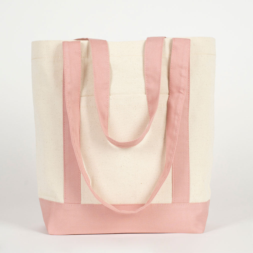 Trend Kanvas Çanta 40x35x12cm - Pembe Renkli Kulp