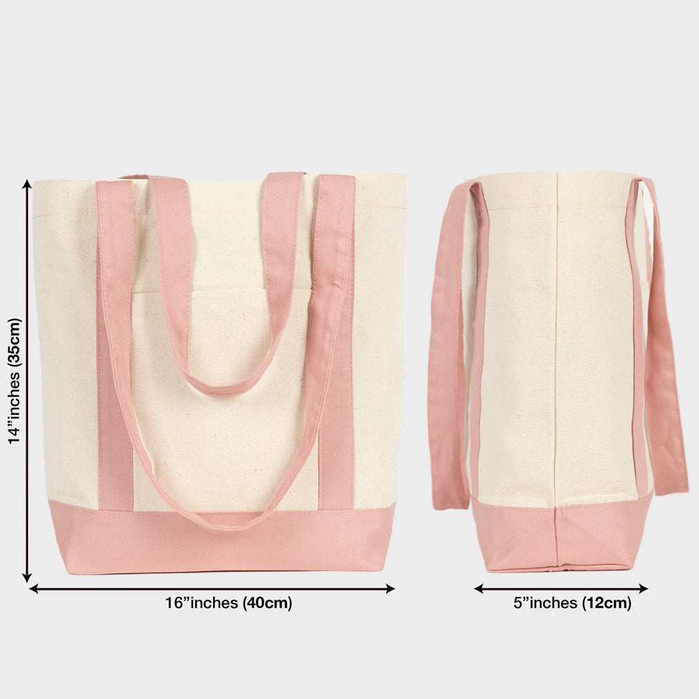 Trend Kanvas Çanta 40x35x12cm - Pembe Renkli Kulp