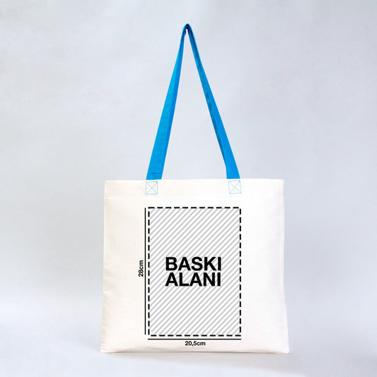 Gabardin Bez Çanta Turkuaz Kulp 40x35cm (Özelleştirilebilir) - istecanta.com