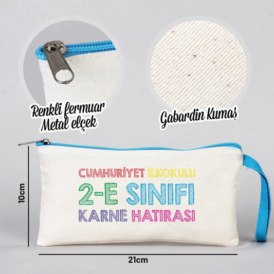Karne Günü Baskılı Bez Kalemlik – Turkuaz Fermuarlı