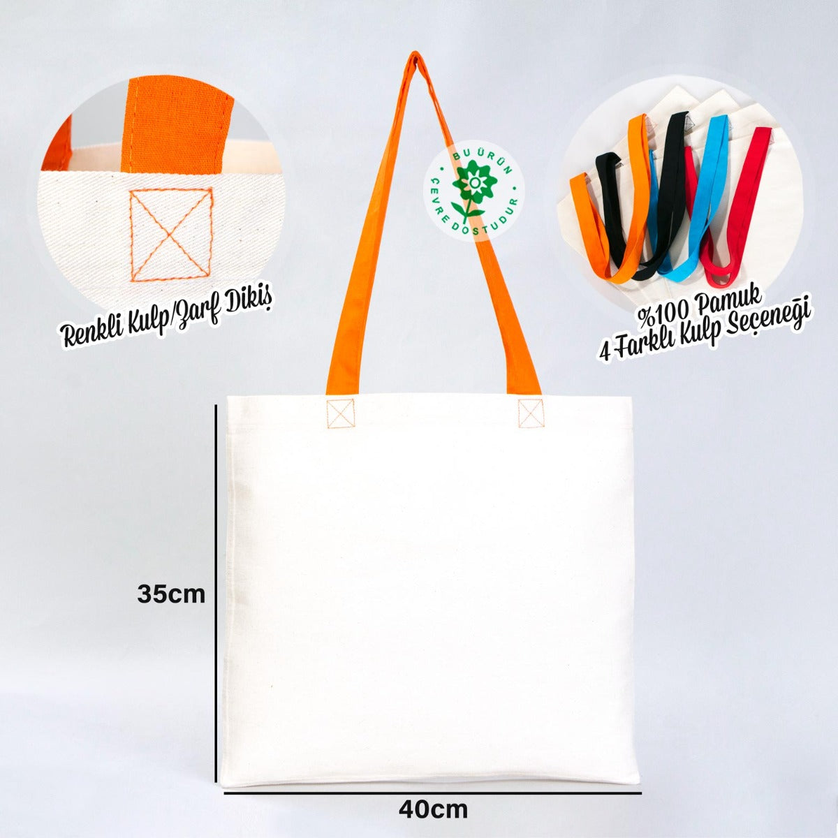 Gabardin Bez Çanta Turuncu Kulp 40x35cm - istecanta.com