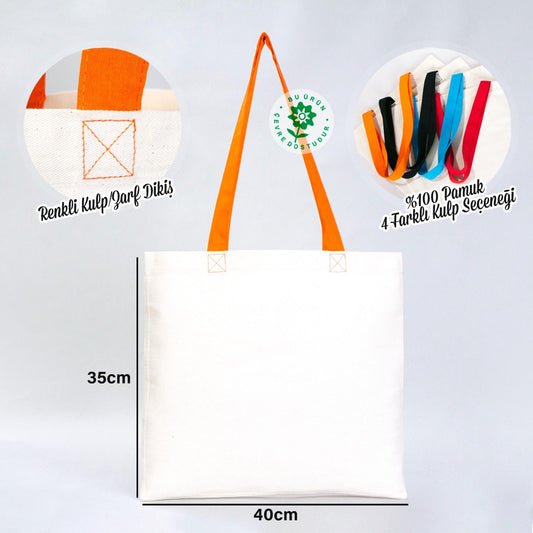 Gabardin Bez Çanta Turuncu Kulp 40x35cm - istecanta.com