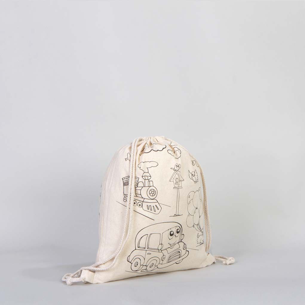 Büzgülü Çanta Hobi Boyama Set 2 - 20 Adet Boyanabilir Büzgülü Çanta / 4 Adet Keçeli Kalem 12'li - istecanta.com