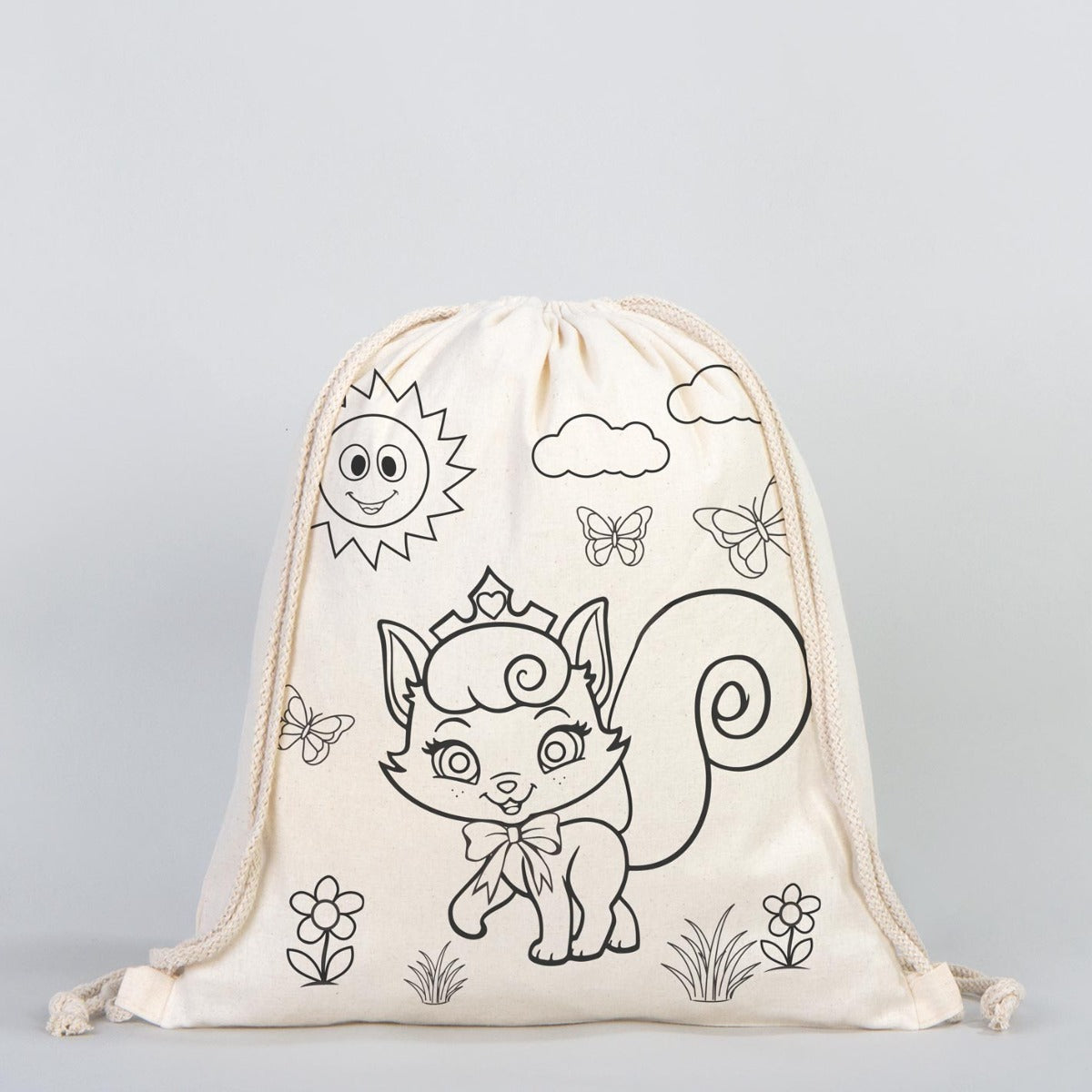 Bammerz İp Büzgülü Bez Sırt Çantası 35X40 cm Unicorn - Kedi - istecanta.com