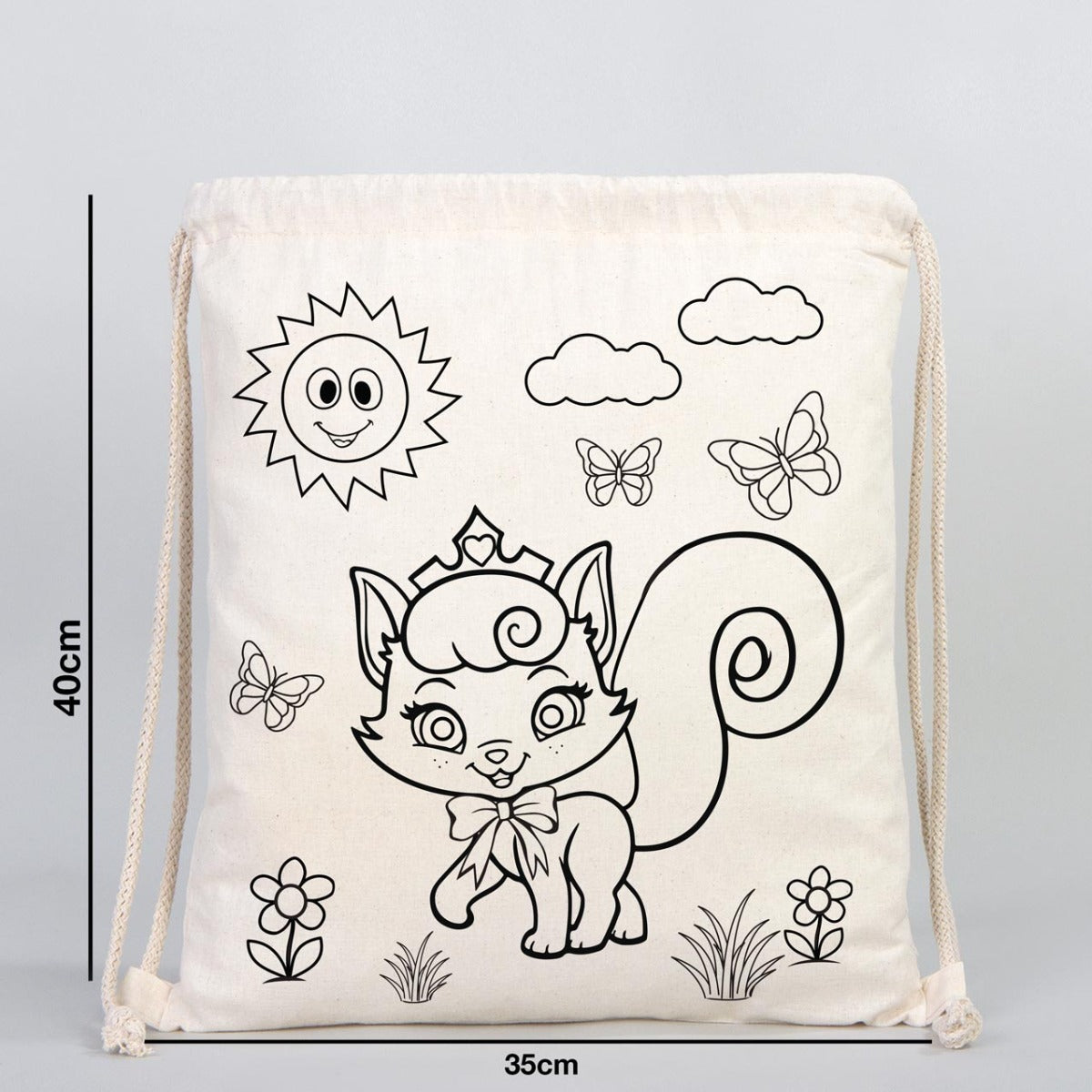 Bammerz İp Büzgülü Bez Sırt Çantası 35X40 cm Unicorn - Kedi - istecanta.com