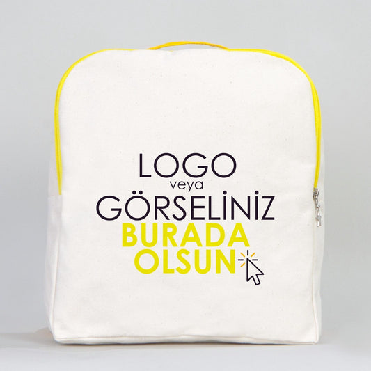 Sarı VIP Kanvas Sırt Çantası (Özelleştirilebilir) - istecanta.com