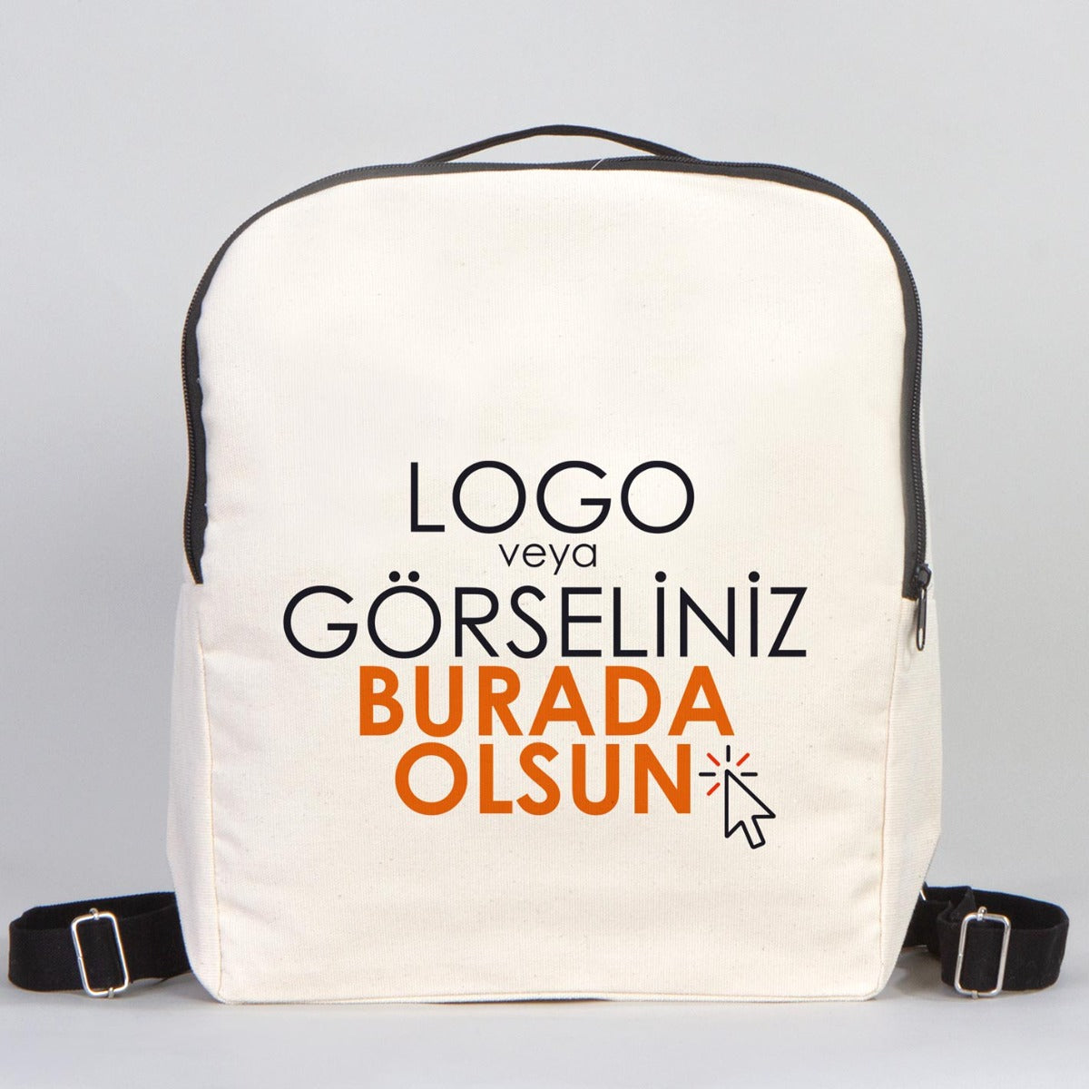 İlk Karne Günüm baskılı, siyah fermuarlı 25×32×10 cm okul temasında bez sırt çantası.