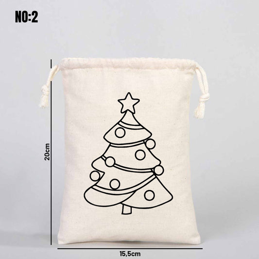 Yılbaşı Boyanabilir Bez Kese - 15,5x20cm (Özelleştirilebilir) - istecanta.com