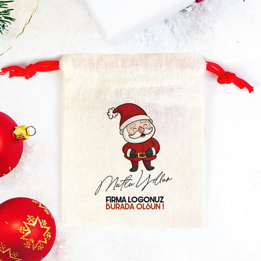 Yılbaşı Hediyesi Mutlu Yıllar Noel Baba Baskılı 1 - Renkli İp (Özelleştirilebilir) - istecanta.com