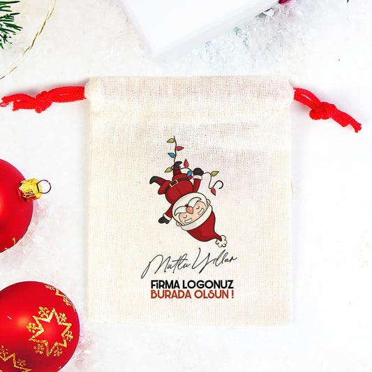 Yılbaşı Hediyesi Mutlu Yıllar Noel Baba Baskılı 2 - Renkli İp (Özelleştirilebilir) - istecanta.com