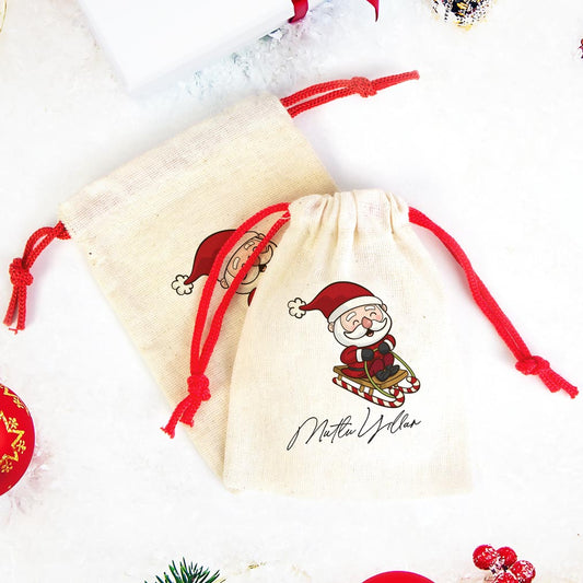 Yılbaşı Hediyesi Mutlu Yıllar Noel Baba Baskılı 3 - Renkli İp (Özelleştirilebilir) - istecanta.com