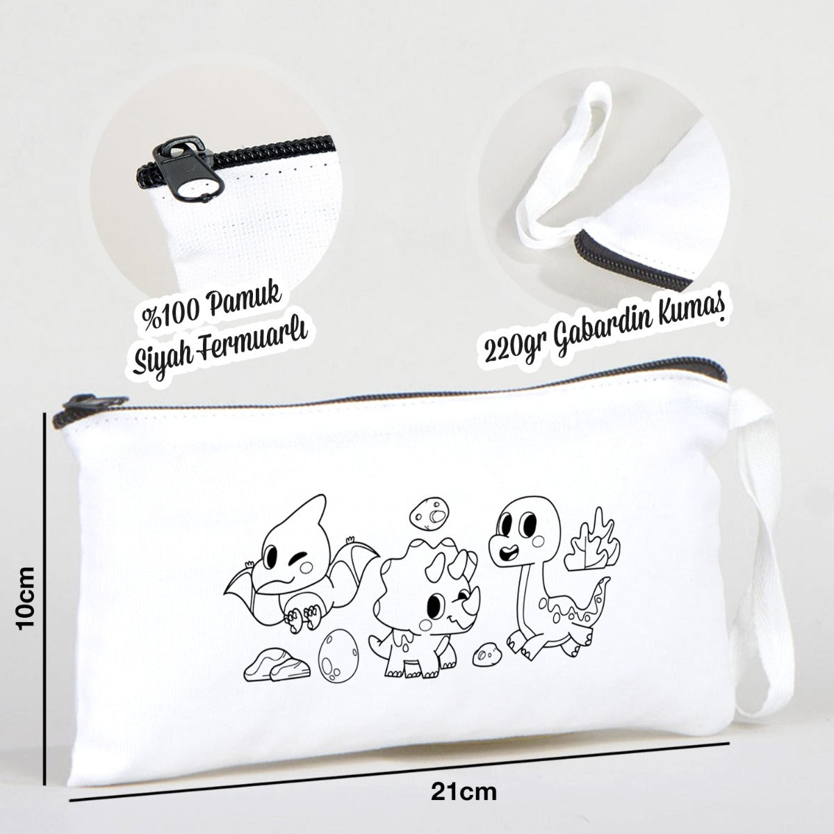 Boyanabilir Bez Kalemlik - Dinozorlar - istecanta.com